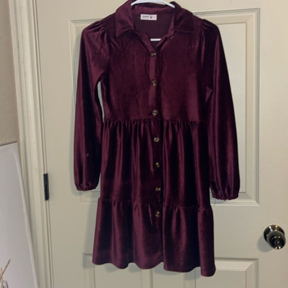 beautees soft maroon corduroy dress